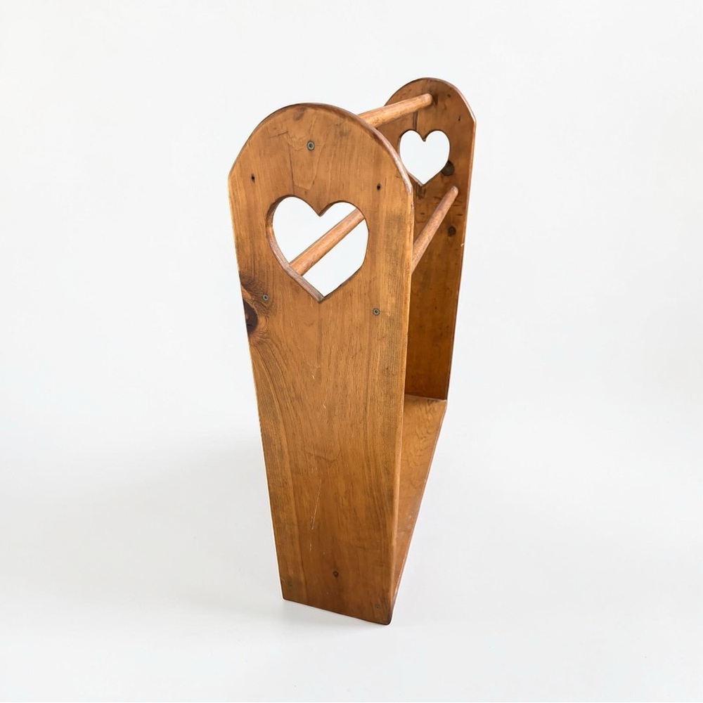 Large Vintage Wooden Quilt Rack Stand w/ Heart Cutouts Solid Pine Amish Made EUC - Picture 10 of 15
